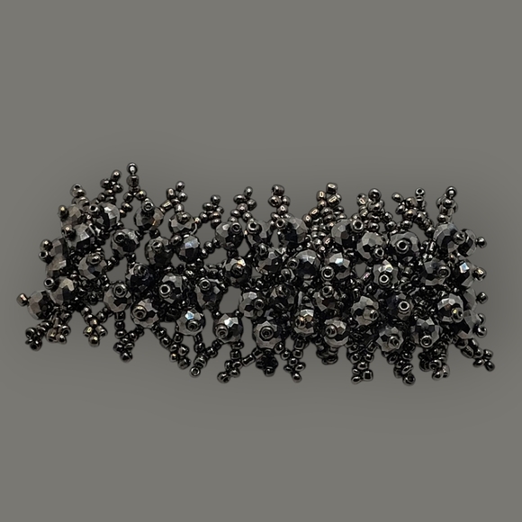 Handmade Hematite Gemstone/Glass Seed Bead Woven Stretch Bracelet Boho - Picture 3 of 10